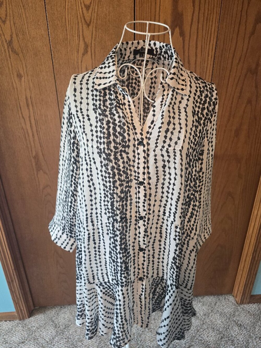 Lior Paris Size S Oversized Tunic Blouse Mini Dress – Crepe Feel, Flounce Hem